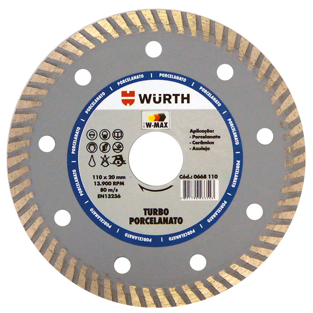 Disco de Corte Diamantado Turbo 110mm para Porcelanato-WURTH-0668110115