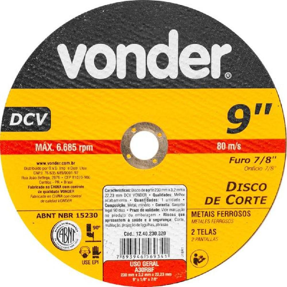 Disco de Corte 230,0X3,2X22,23 DCV - Vonder-Vonder-331064