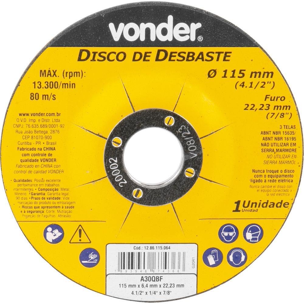Disco de Desbaste 115 mm x 6,4 mm x 22,23 mm Vonder-Vonder-331087