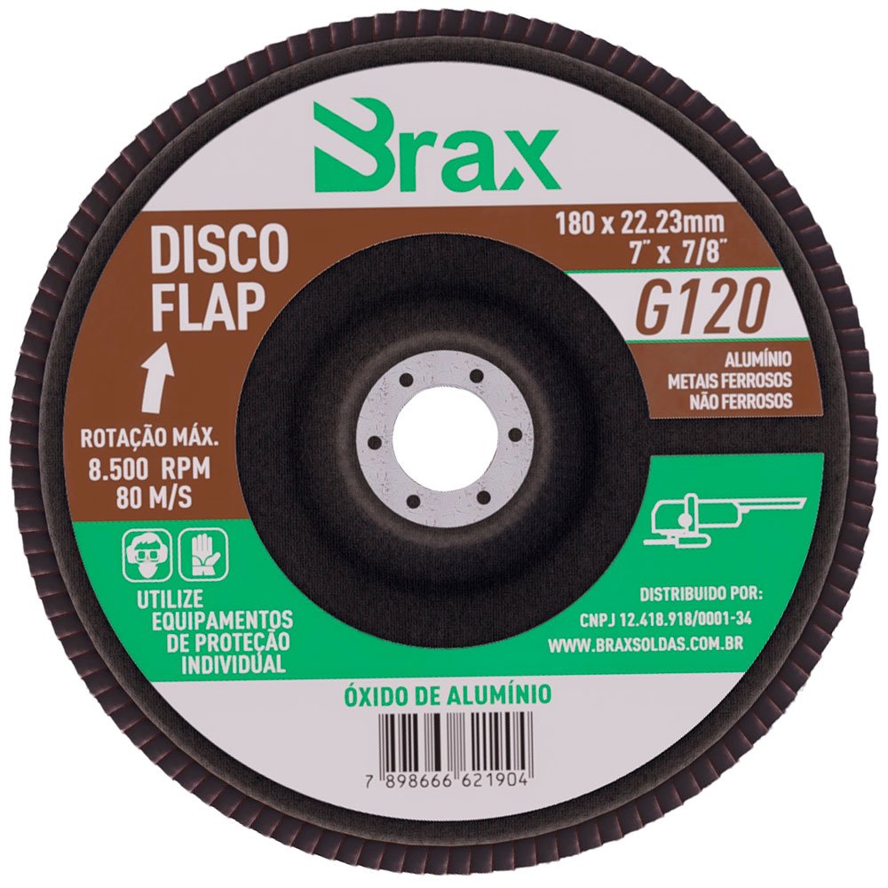 Disco Flap em Oxido de Alumínio Marrom 7 x 7/8Pol. Grão 120-BRAX-242