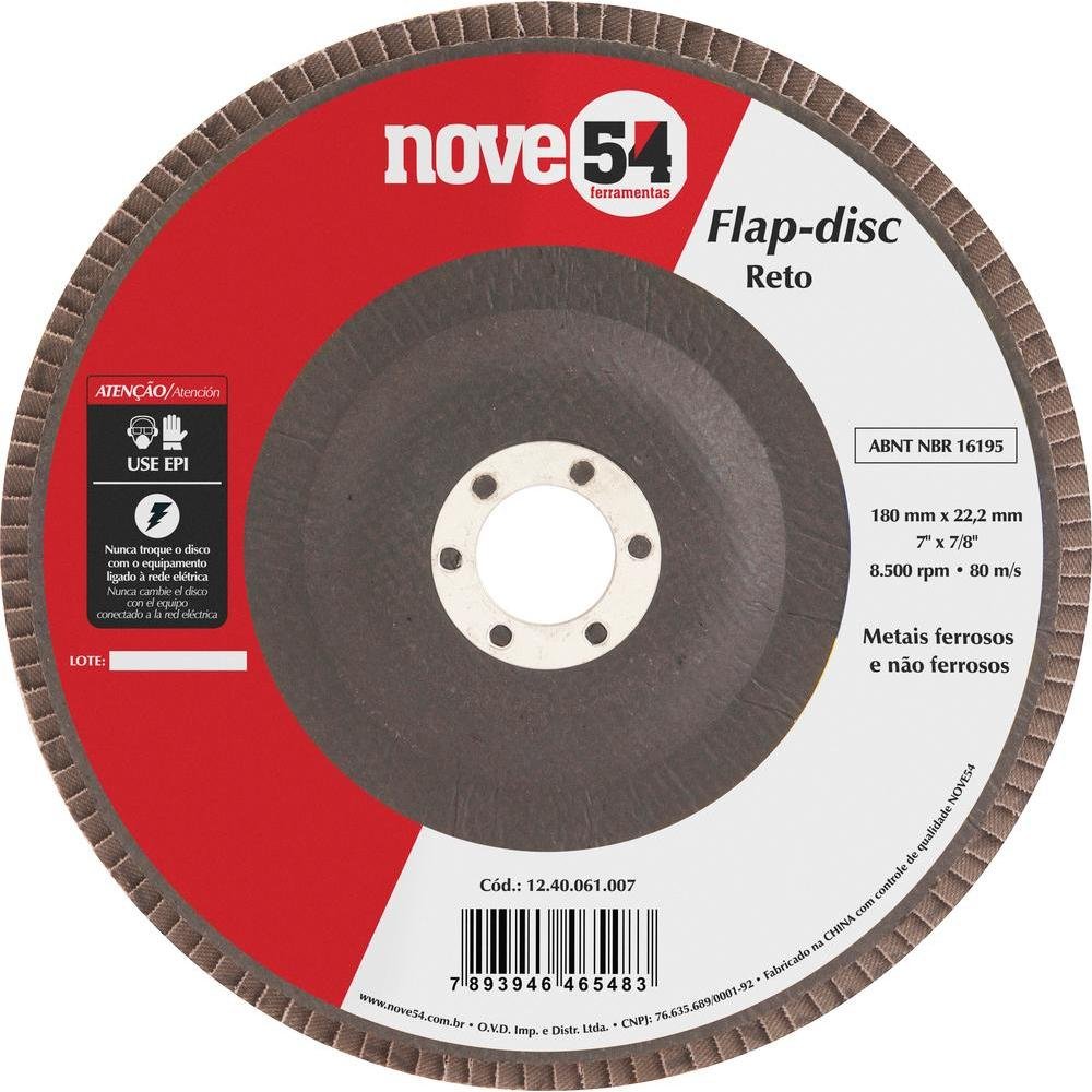 Flap disc 7" g120 costado fibra reto p/ aço carbono Nove54 - Imagem zoom