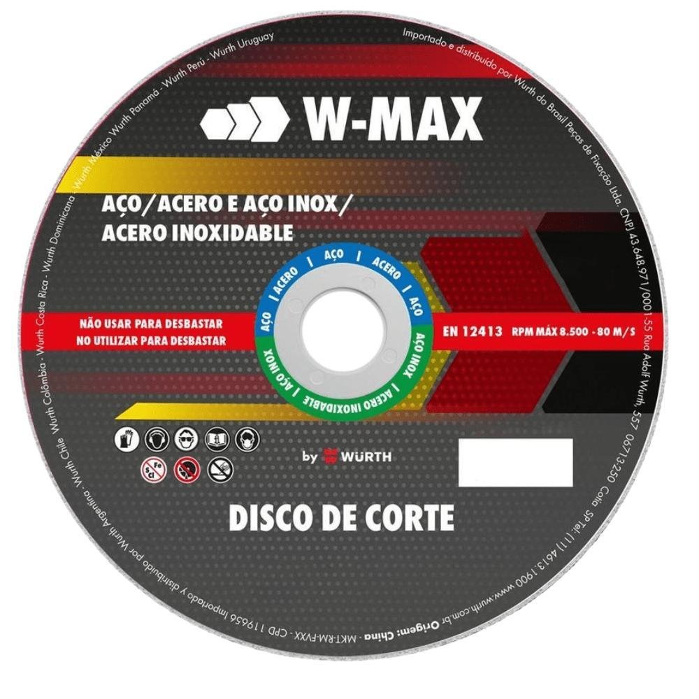 Disco de Corte para Aço Inox W-MAX – 5986211151 WURTH - Imagem zoom