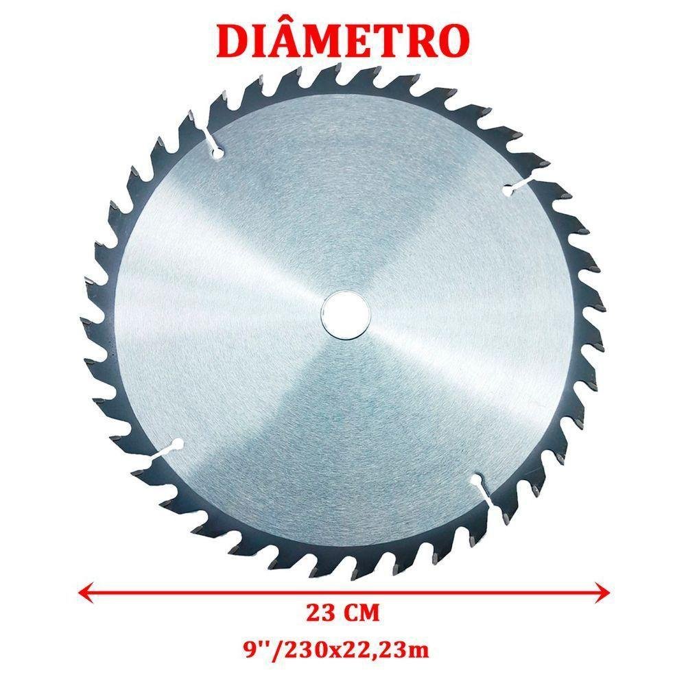 Lamina Disco De Corte Prata Circular Madeira 230mm 40 Dentes - Imagem