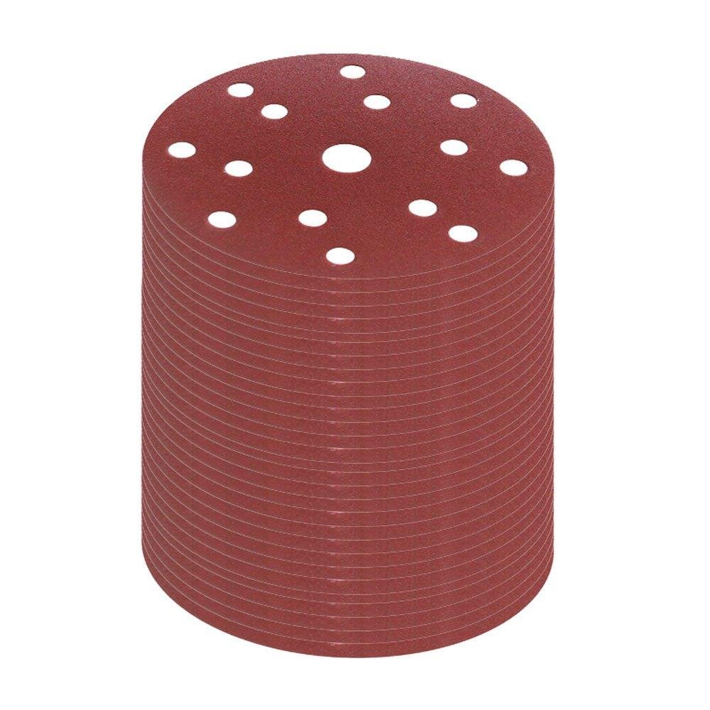 50 Discos de Lixa Vermelha Grão 180 150mm - Imagem zoom
