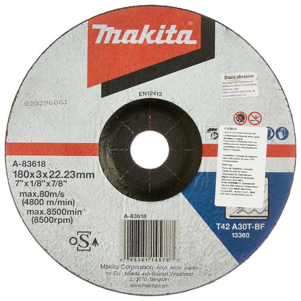 Disco de Corte Abrasivo para Metais Grão 30 180x22,23mm - Imagem zoom