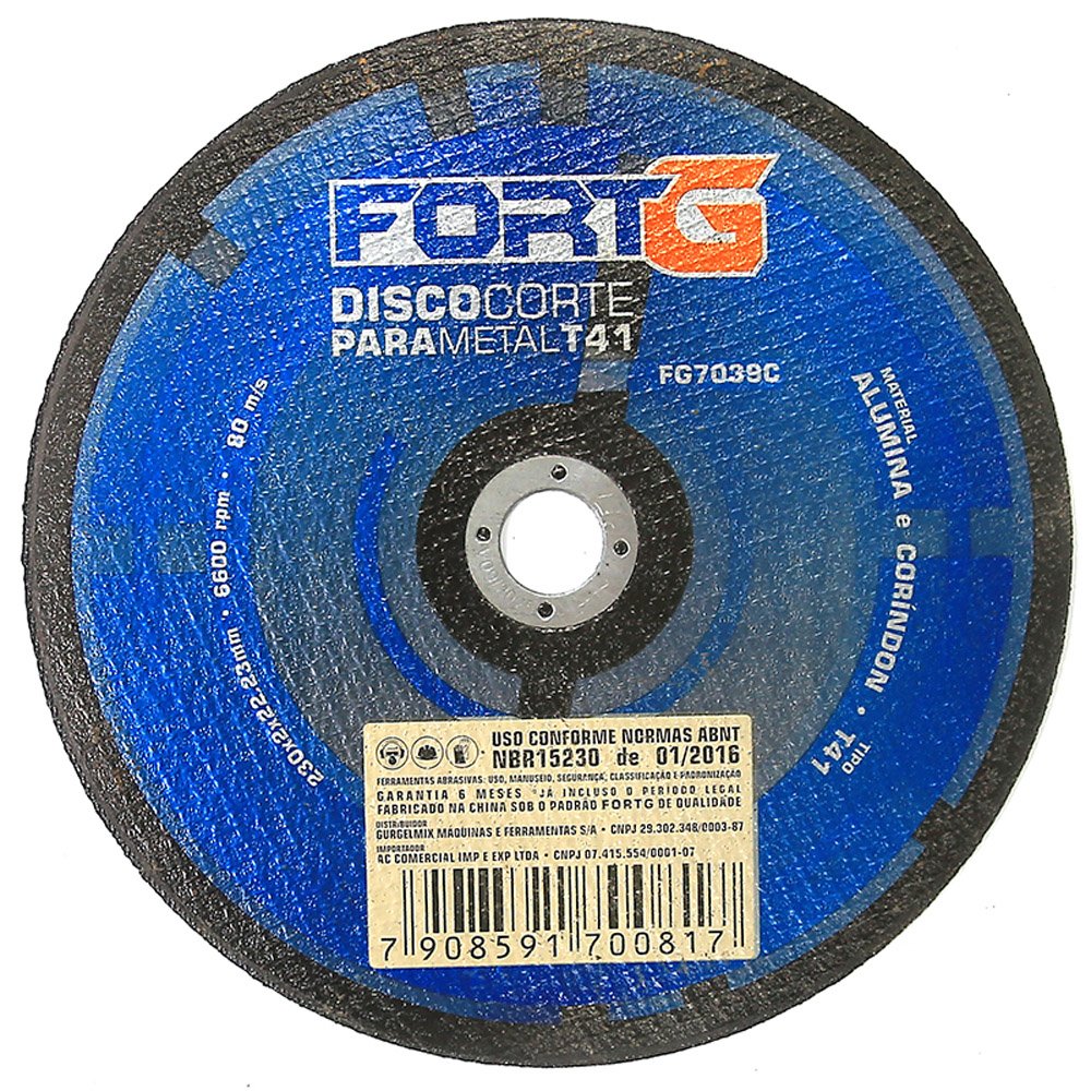 Disco de Corte para Metal T41 em Alumina e Coríndon 9 Pol. 230x2x22,23mm - Imagem zoom