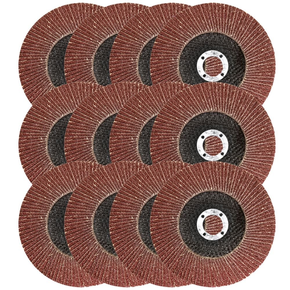 Combo 12 Discos de Desbaste 115x22mm Tipo Flap (Grão 40, Grão 100,  Grão 80, Grão 60, Grão 120 e Grão 25) - Imagem zoom