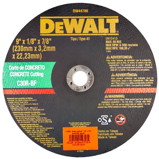 Disco Abrasivo para Concreto 9 Pol-DEWALT-DW44780
