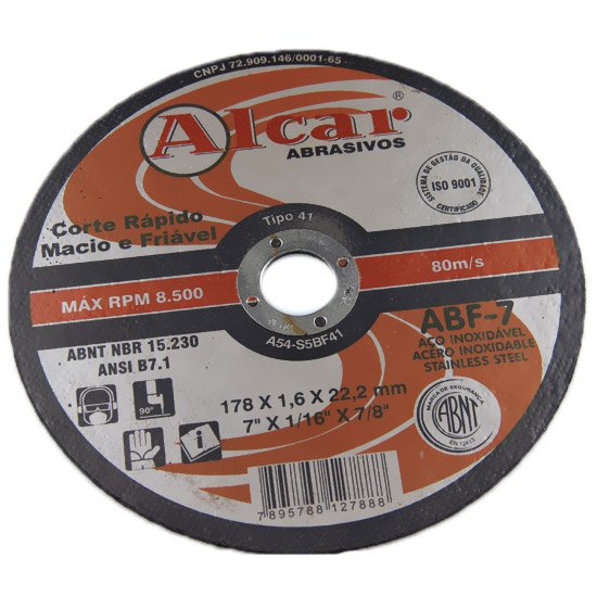 Disco de Corte Fino 178,0 x 1,6 x 22,2 mm-ALCAR-ABF-7