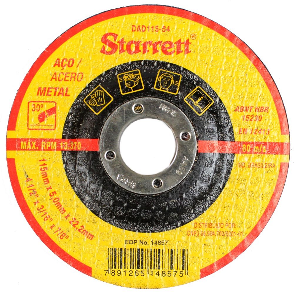 Disco de Desbaste de 4.1/2 Pol. para Metal-STARRETT-DAD115-54