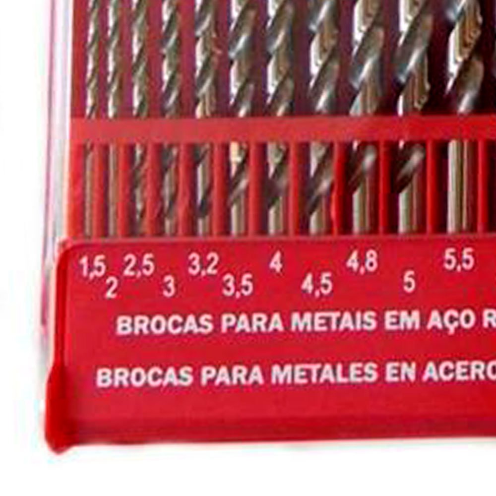 Jogo de Brocas Aço Rápido para Metais DIN 338N  A290 1.5 - 6.5 mm com 13 Peças - Imagem