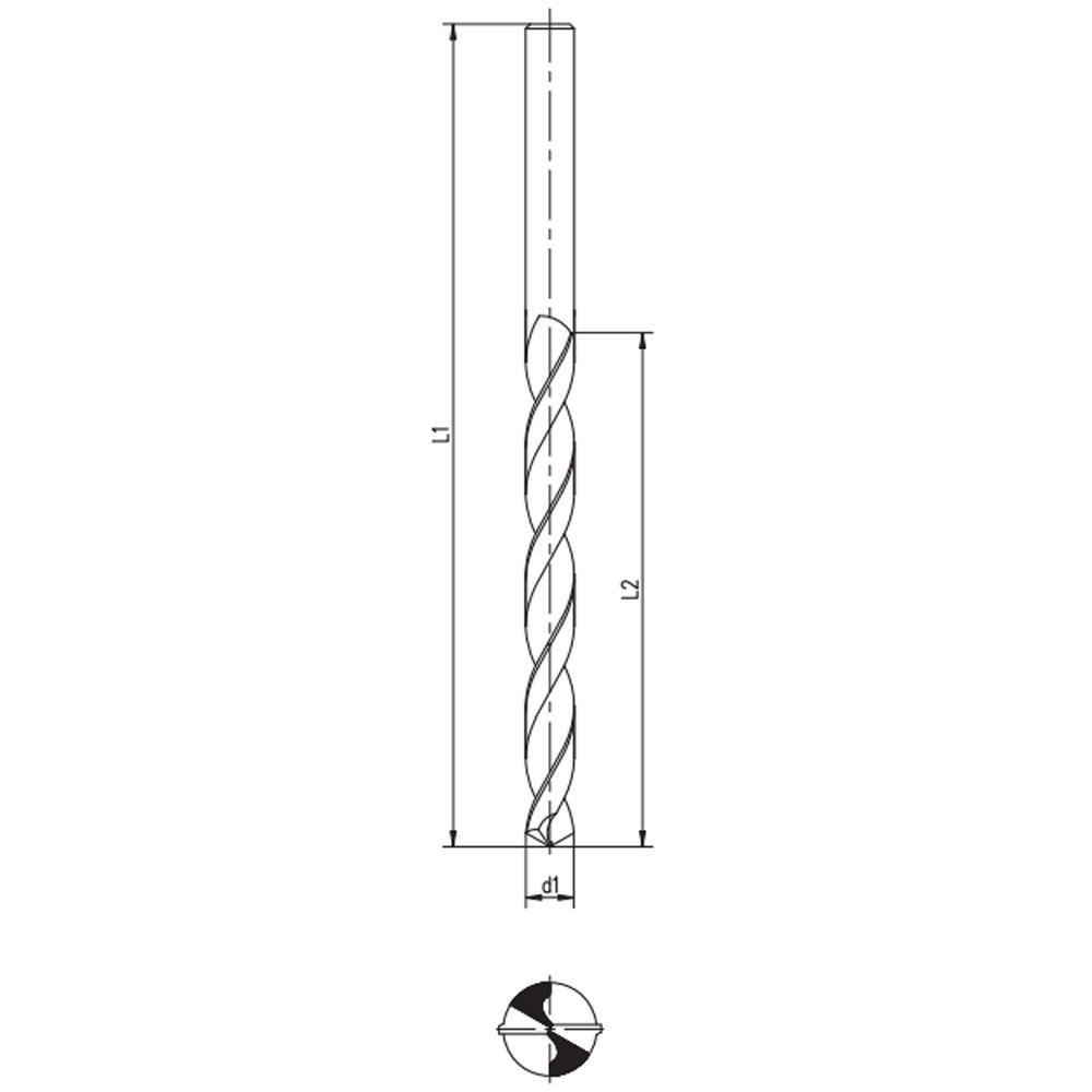 Broca de uso geral HSS - Med. 10,75 X 142 mm - Corte à Direita, DIN 338 -  Aço Rápido HSS (M2) - 5 Peças - Imagem