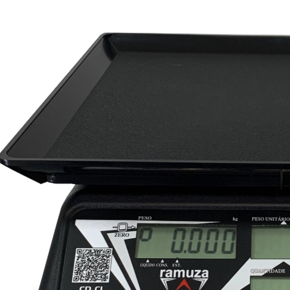 Balança Contadora CRB CL 15kg x 5g Cristal Preta com Prato Bandeja RAMUZA-1186 - Imagem