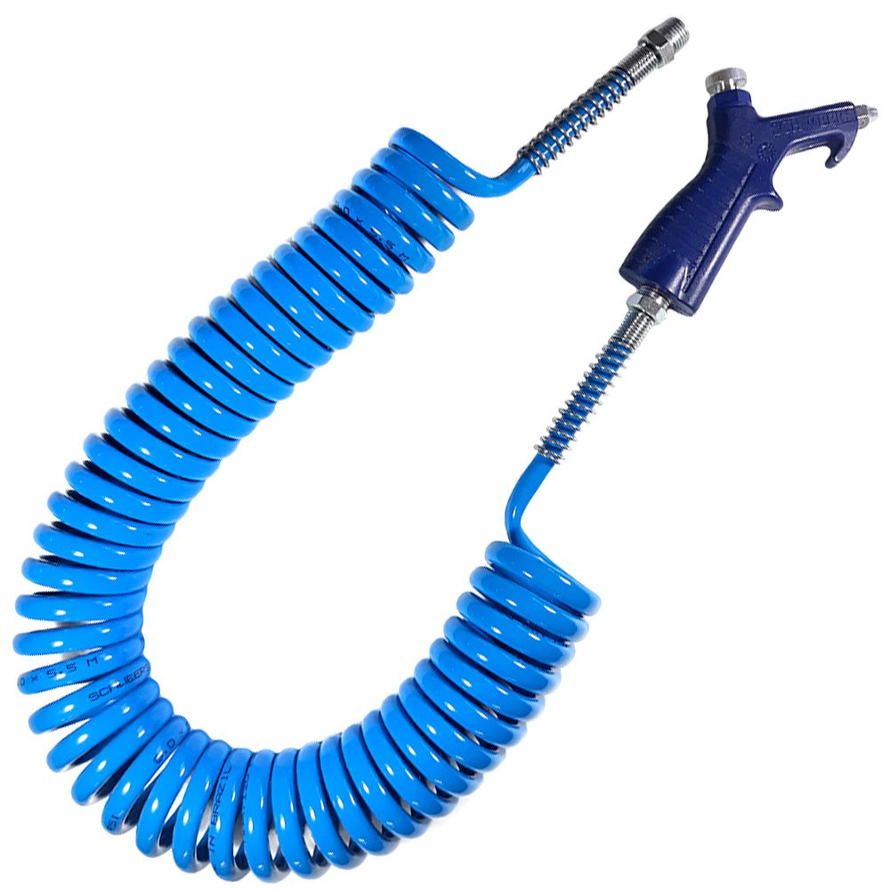 Kit com Mangueira Espiral Azul 5,5 x 8 mm 5 Metros e Bico de Limpeza-SCHWEERS-ESPU-5002