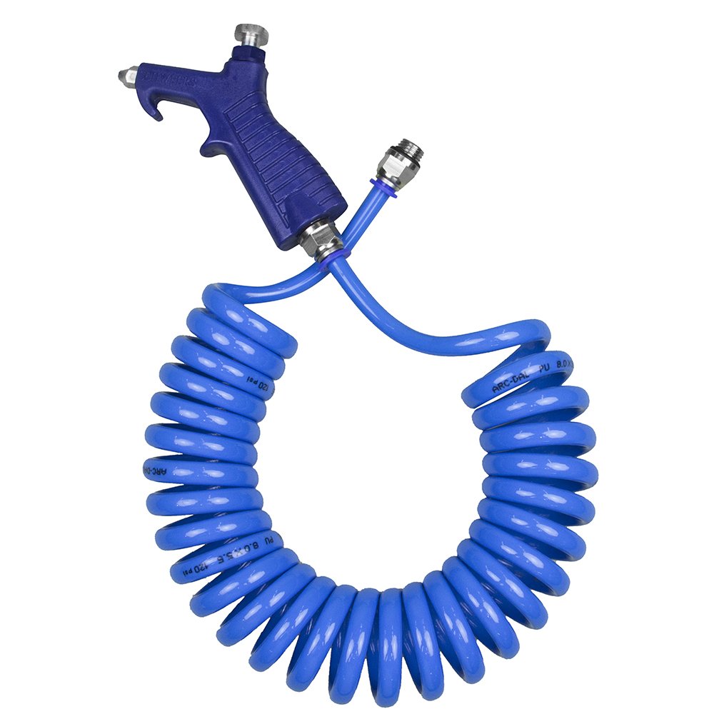 Bico de Limpeza com Mangueira Espiral Azul em PU 8 x 5,5 mm de 3,5 Metros - Imagem zoom