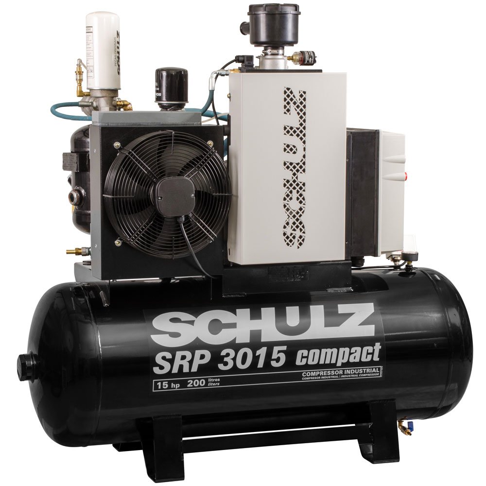 Compressor de Ar de Parafuso SRP 3015 Compact 7,5 Bar 59 Pcm 183 Litros 380V Trifásico-SCHULZ-970.3893-0/V2