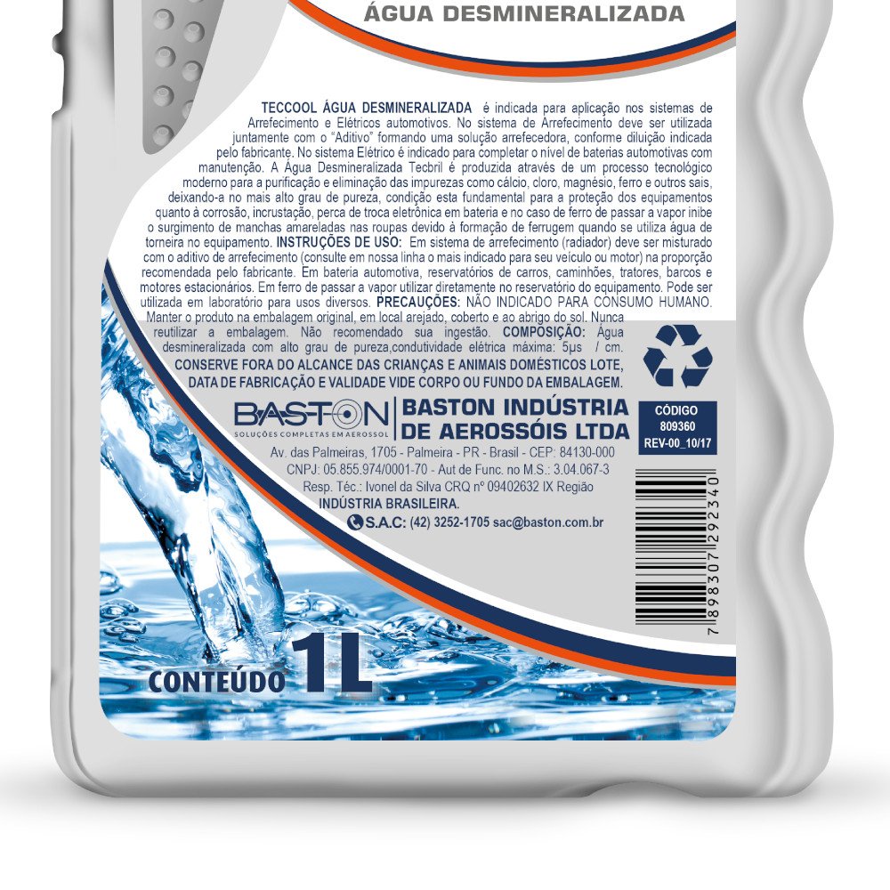 Água Desmineralizada 1 Litro TECBRIL-5920124 - Imagem