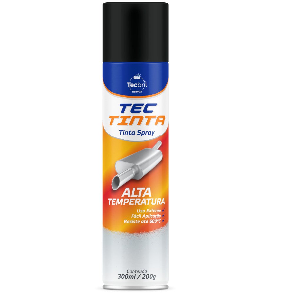 Tinta Spray Alta Temperatura Preto - TECBRIL-5920154