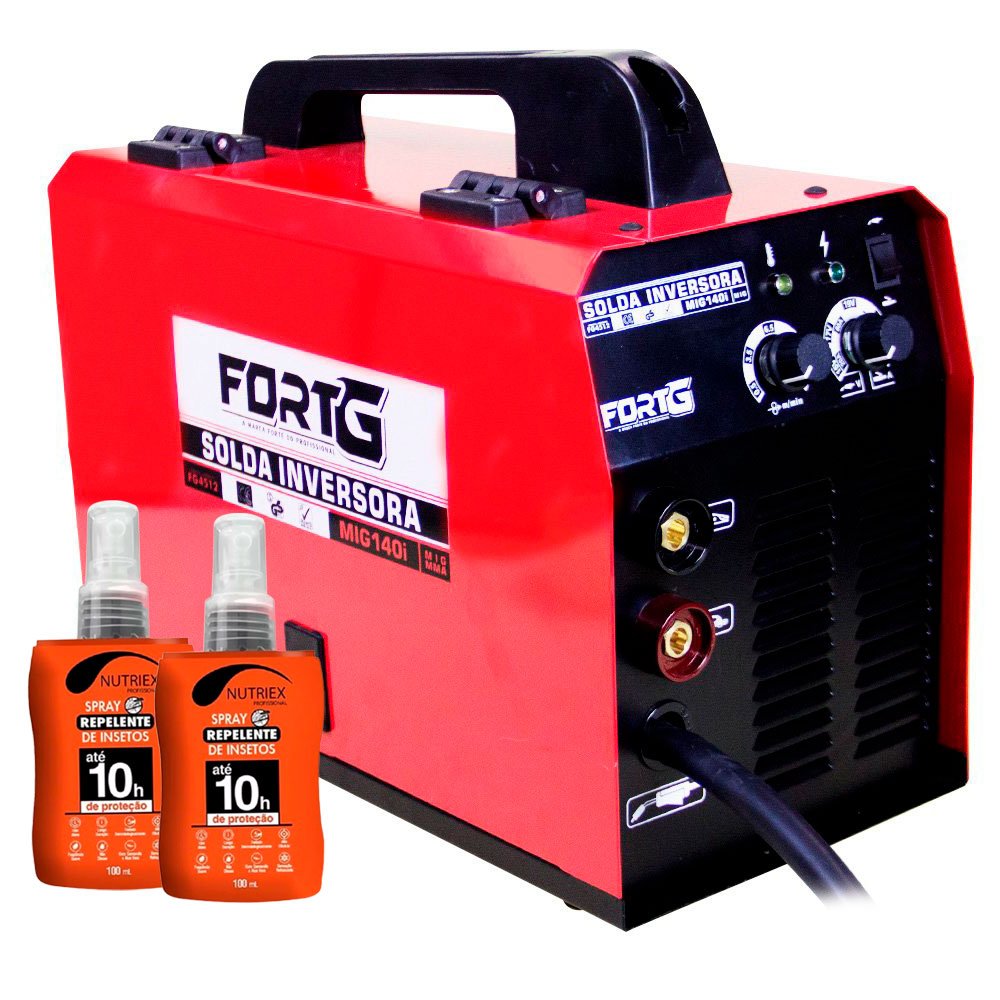 Máquina de Solda Multifuncional MIG140i MMA e MIG/MAG com e sem Gás 220V 86537 + 2 Spray Repelente de Insetos 10h Oil Free 100ml 130895-FORTG-K2125