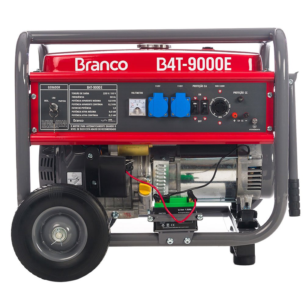 Gerador de Energia à Gasolina 16.5HP 9Kva Monofásico 110/220V AVR B4T 9000E com Partida Elétrica -BRANCO-90317270