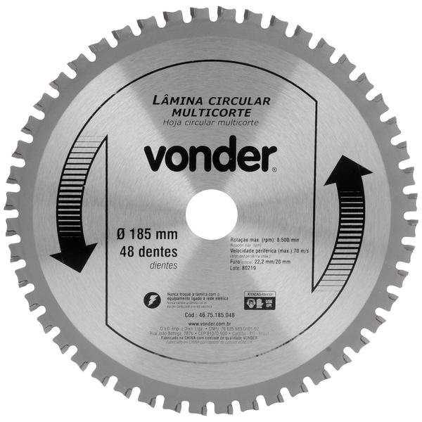 Lâmina Circular Multicorte 185 mm x 48 Dentes  -VONDER-4675185048