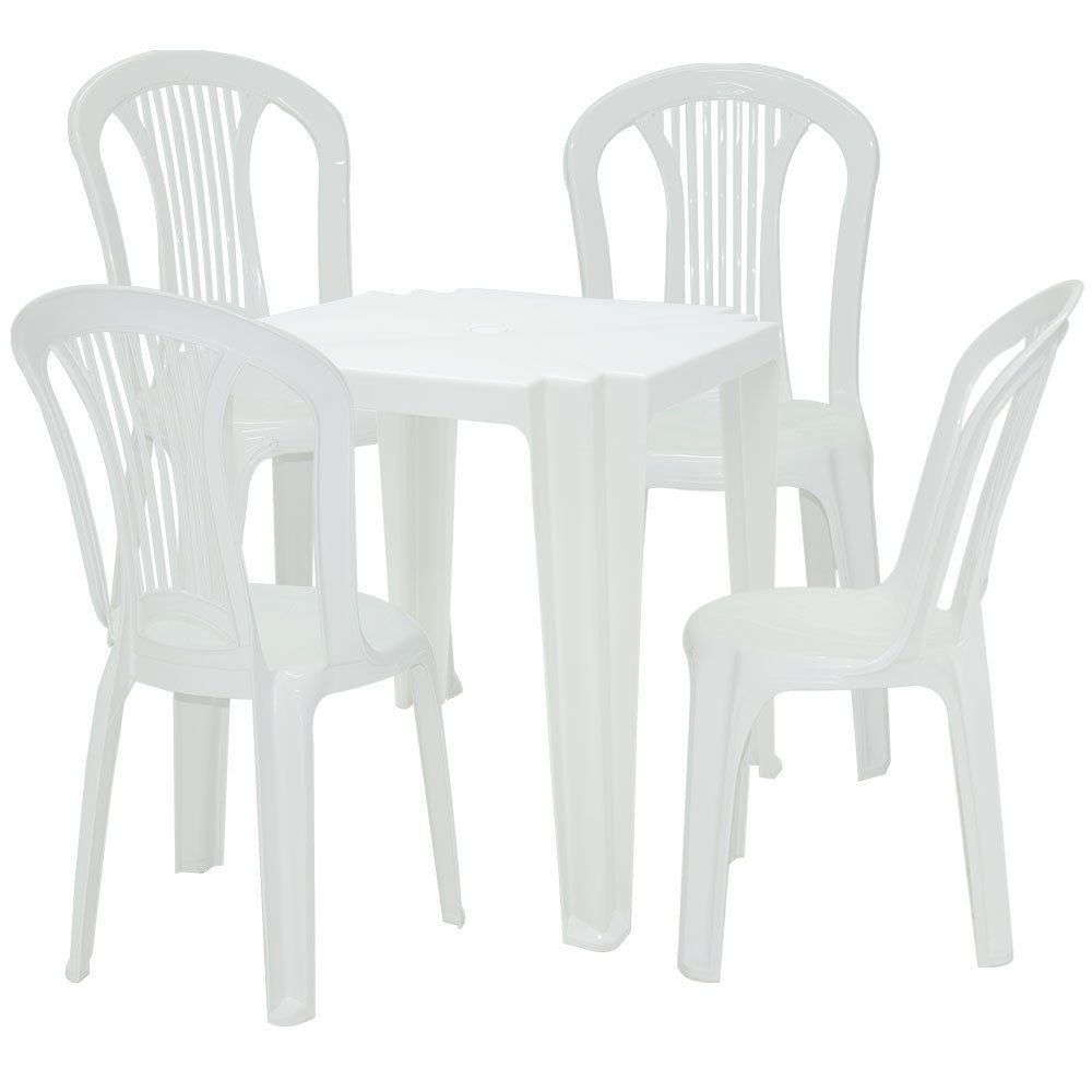 Kit Mesa de Plástico Tambau + 4 Cadeiras Atalaia Com Braço Tramontina