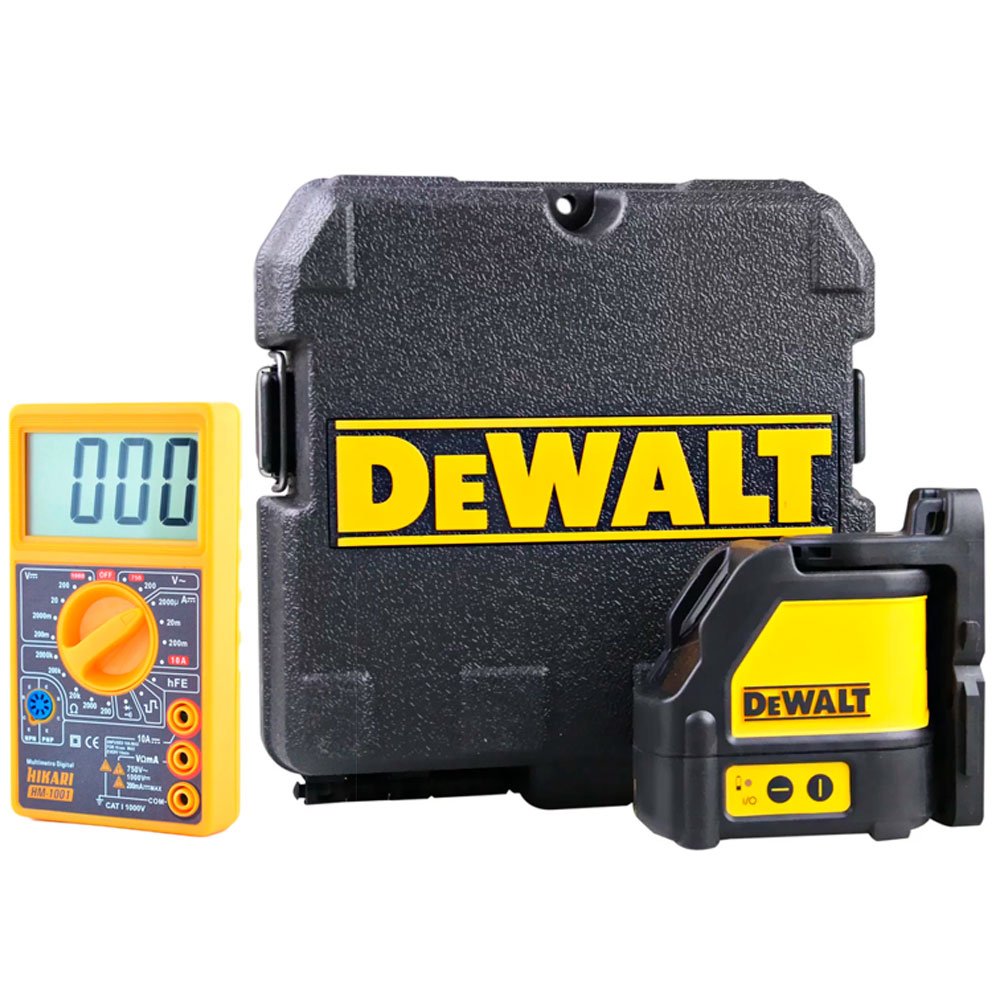 Nível a Laser DEWALT-DW088K Horizontal e Vertical Maleta + Multímetro Digital HM-1001 HIKARI-21N240-DEWALT-K2527