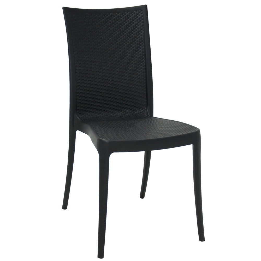 Cadeira Laura Rattan em Polipropileno e Fibra de Vidro Preto - Imagem zoom