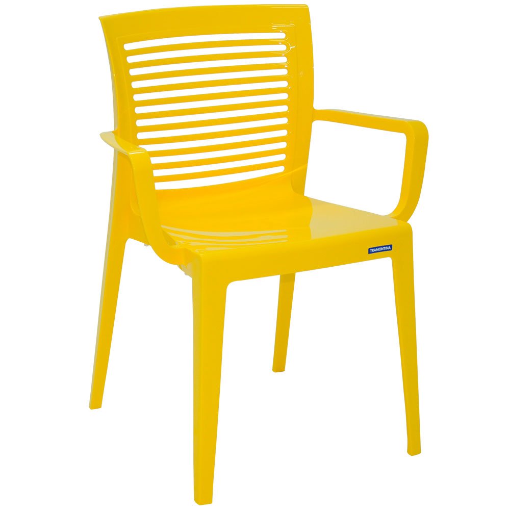 Cadeira Victória Encosto Horizontal com Braços em Polipropileno Amarelo - Imagem zoom