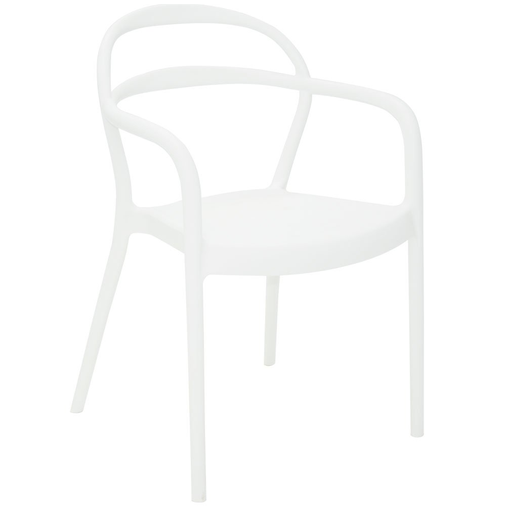 Cadeira Sissi Encosto Vazado com Braços em Polipropileno e Fibra de Vidro Branco - Imagem zoom