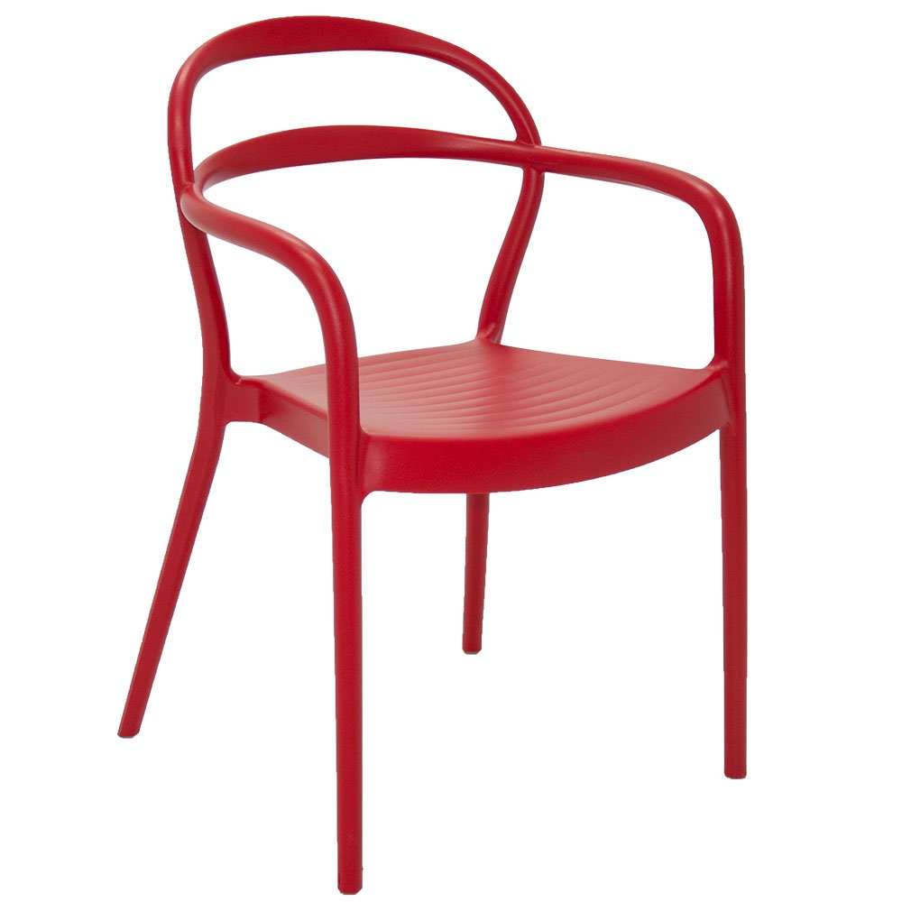Cadeira Sissi Encosto Vazado com Braços em Polipropileno e Fibra de Vidro Vermelho - Imagem zoom