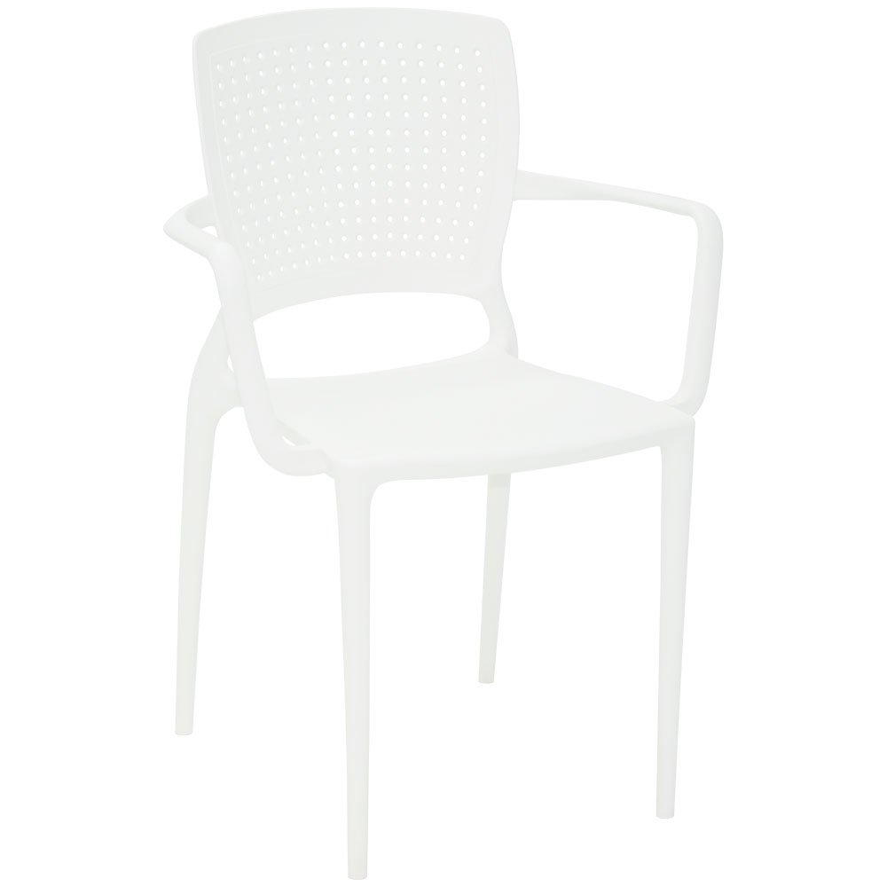 Cadeira Safira com Braços em Polipropileno e Fibra de Vidro Branco - Imagem zoom