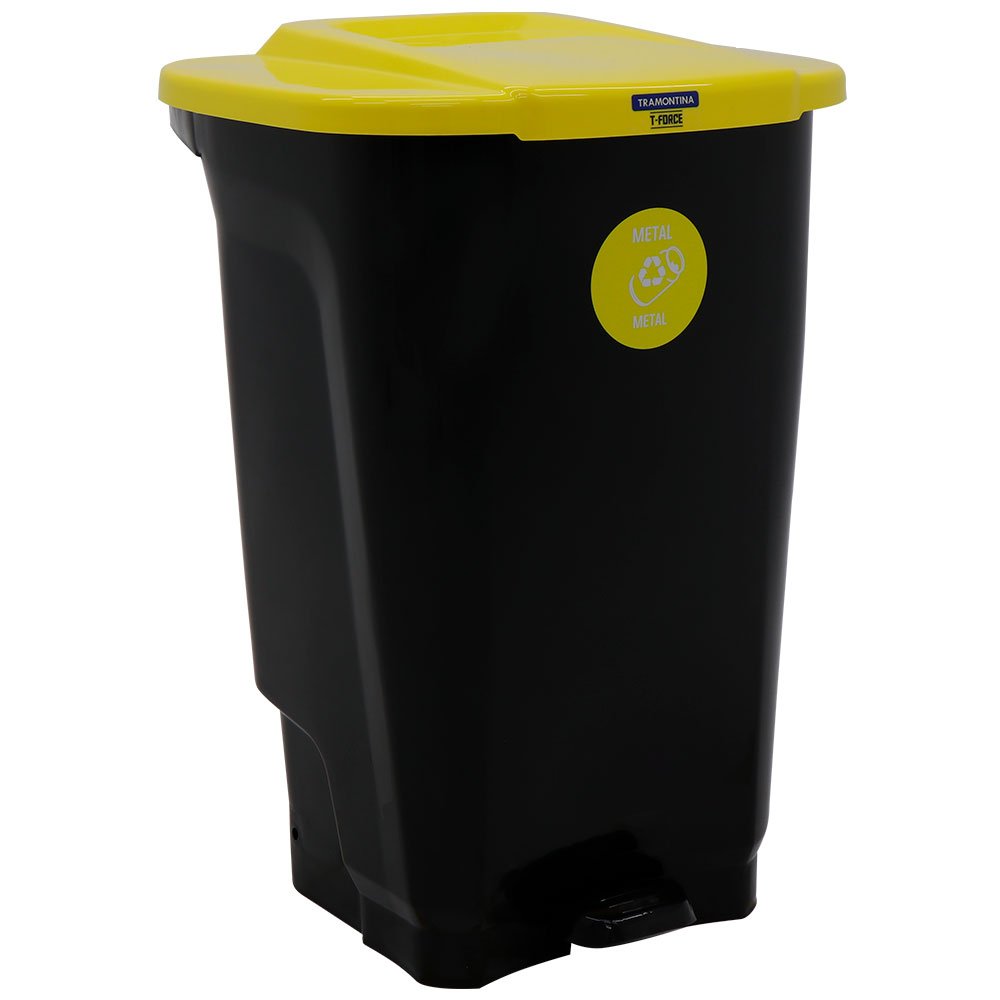 Lixeira T-Force Coleta Seletiva Metal 100L em Polipropileno Preto e Amarelo   - Imagem zoom