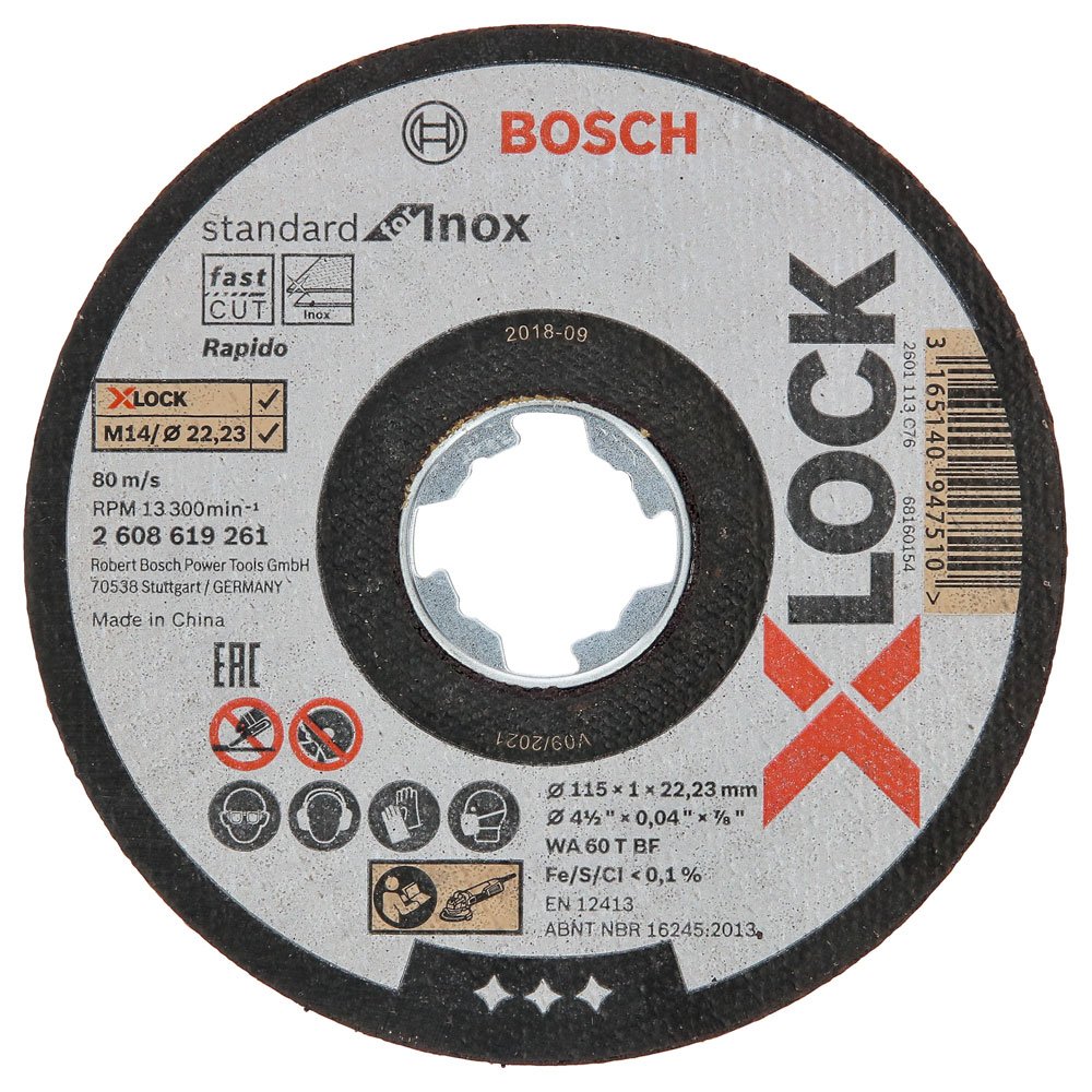 Disco de Corte para Inox/Metal Centro Reto 115x1,0mm   -BOSCH-2608619261-000