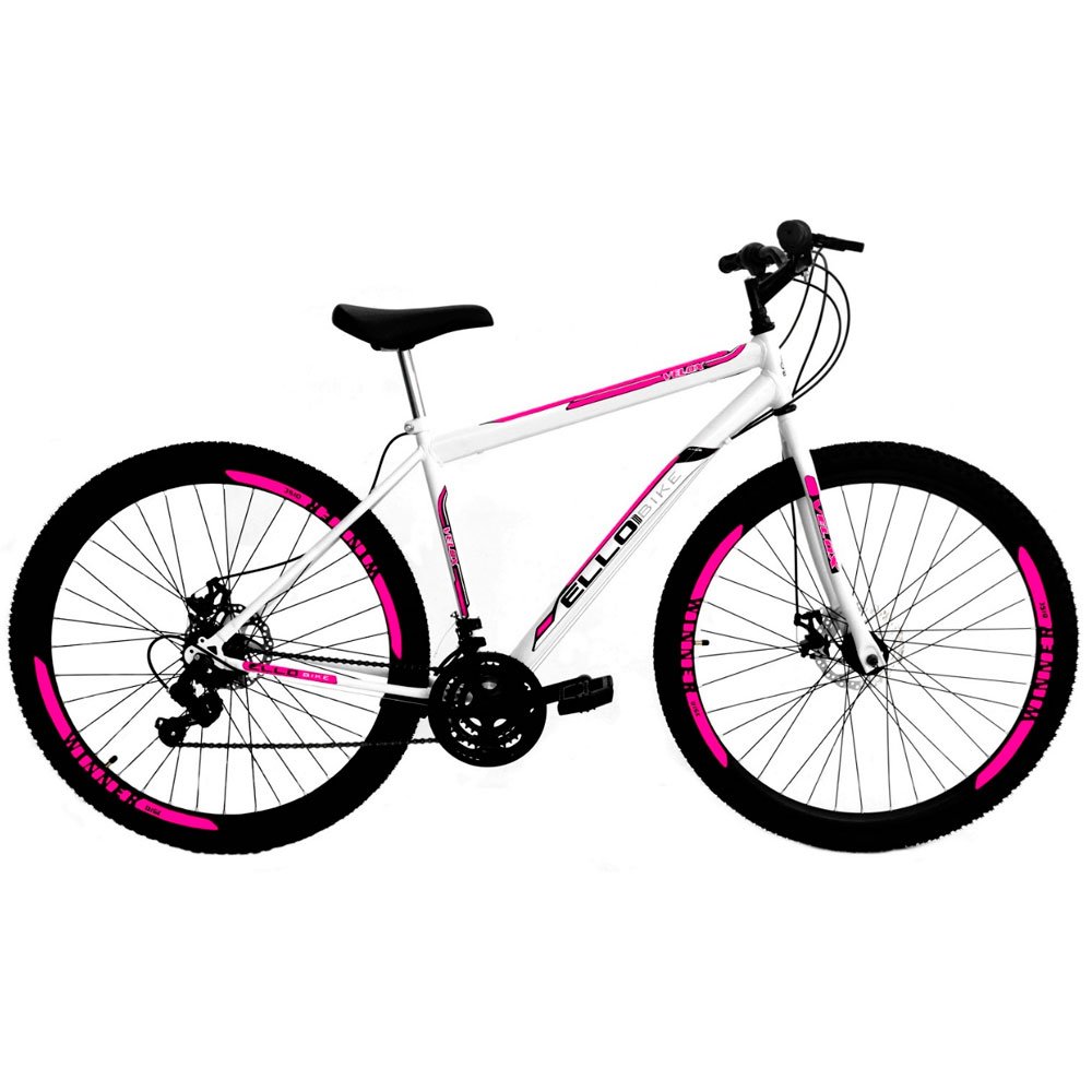 Bicicleta Aro 29 com 21 Marchas e Freio a Disco Branco e Vermelho -ELLOBIKE-18031888