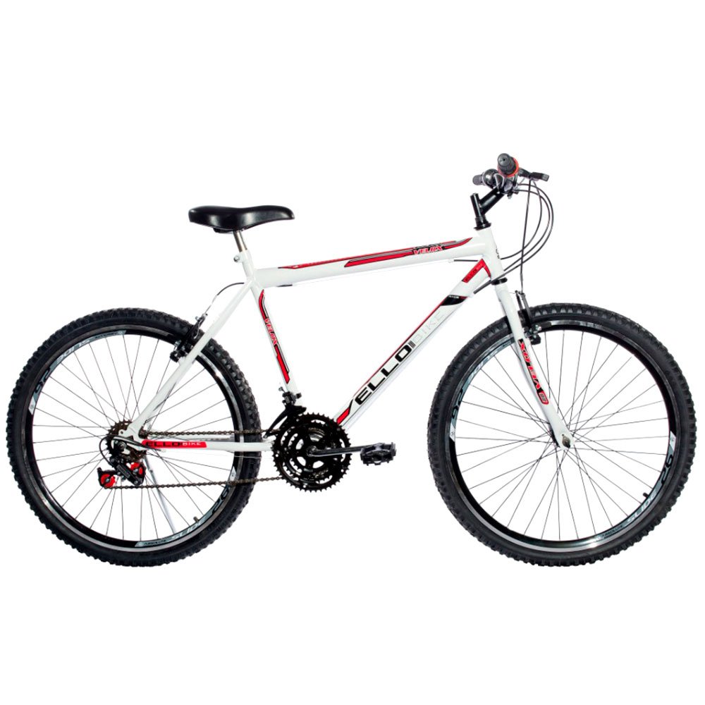 Bicicleta Aro 26  com 21 Marcha Branco e Vermelho -ELLOBIKE-260426