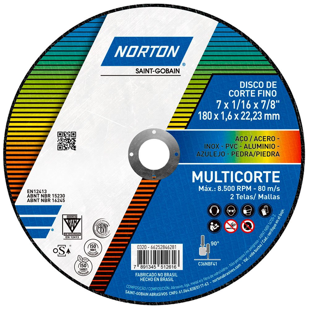 Disco de Corte Multicorte 180x1,6x22,23mm-NORTON-66252846281