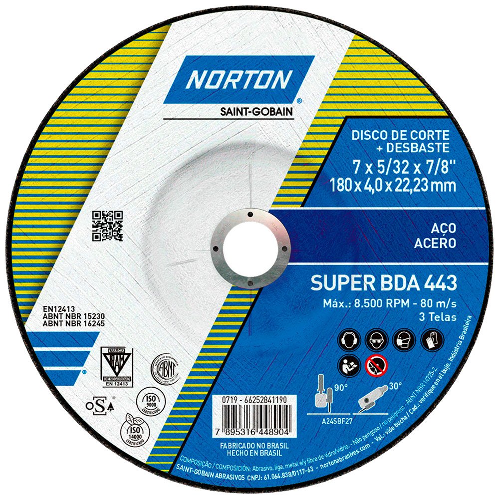 Disco de Desbaste Super BDA 443 180x4,0x22,23mm-NORTON-66252841190