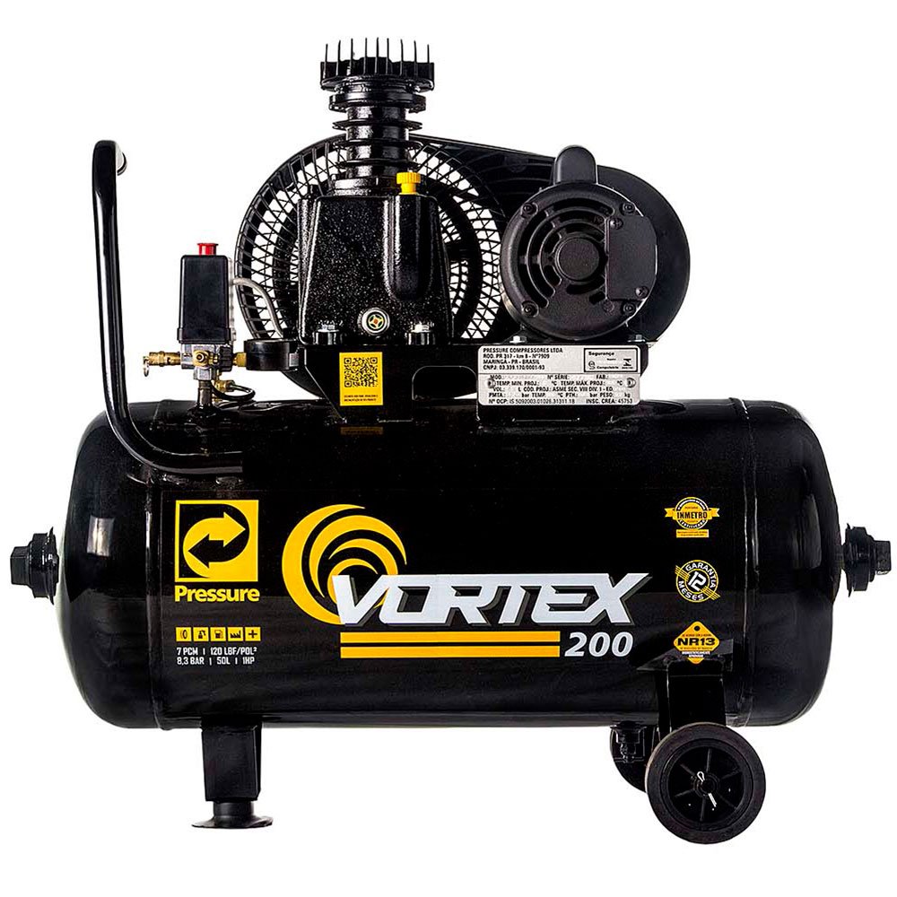 Compressor de Ar Vortex 200 1HP 7 Pés 50L Bivolt com Rodas-PRESSURE-8975703067