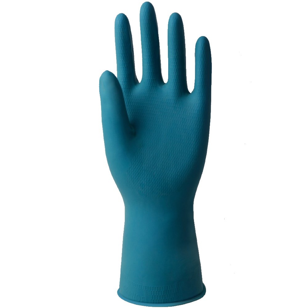 Par de Luvas de Látex Silver Sem Forro 31cm Tamanho M Azul SANRO-282960202 - Imagem