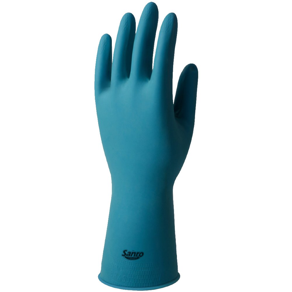 Par de Luvas de Látex Silver Sem Forro 31cm Tamanho M Azul SANRO-282960202 - Imagem