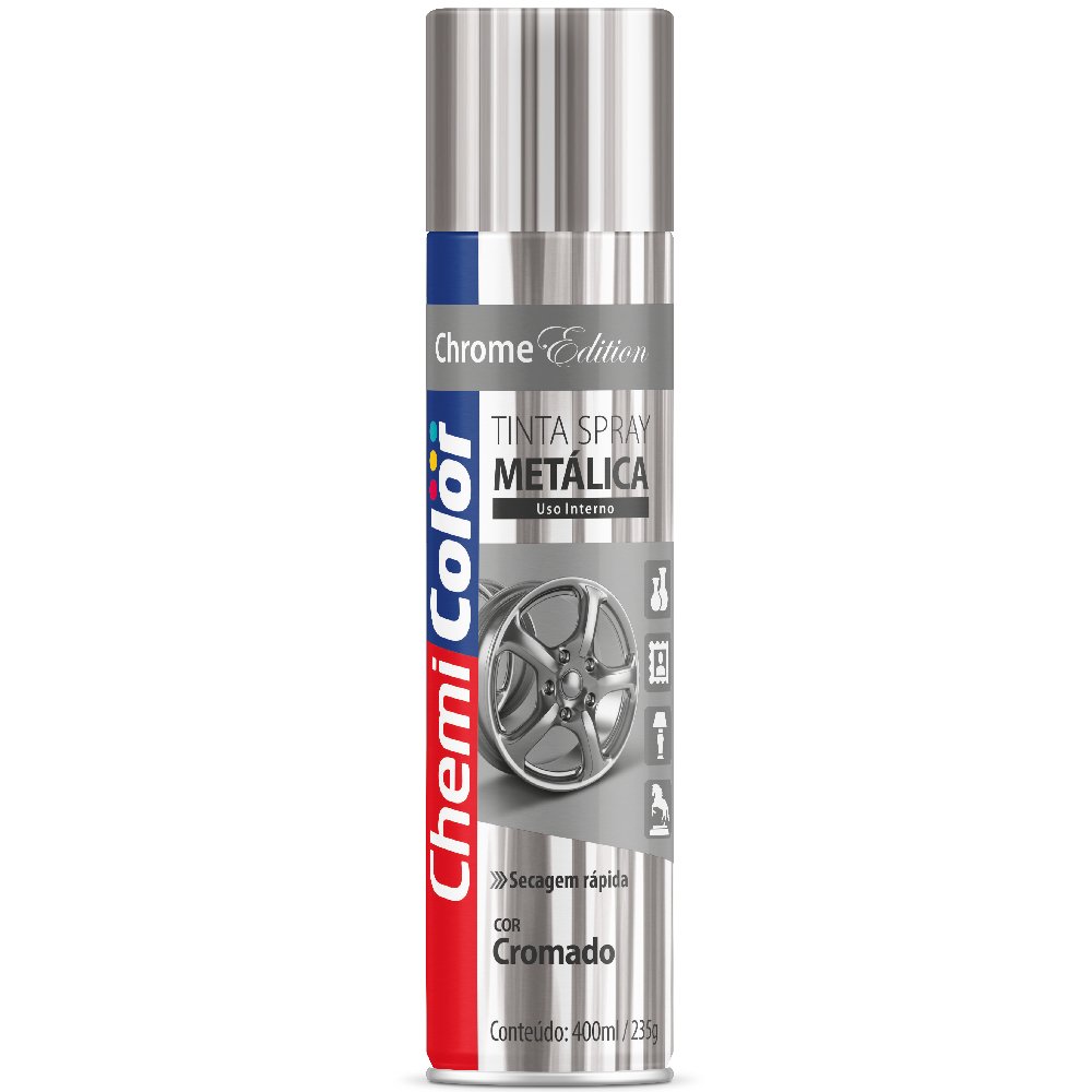 Tinta Spray Metálica Cromado 400ml-CHEMICOLOR-680099