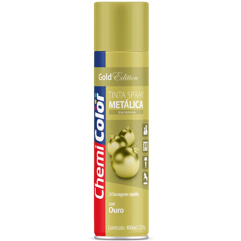 Tinta Spray Metálica Ouro 400ml-CHEMICOLOR-680105
