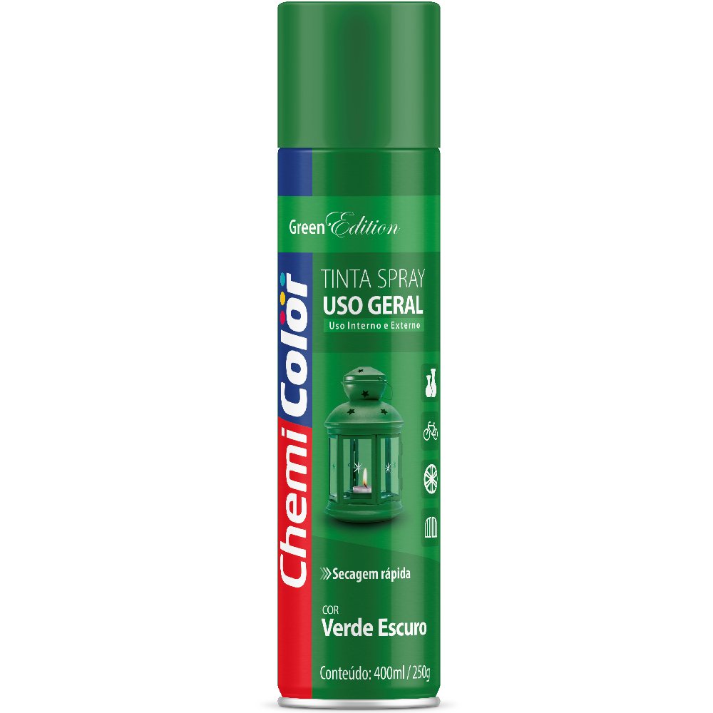 Tinta Spray Verde Escuro de Uso Geral 400ml-CHEMICOLOR-680087