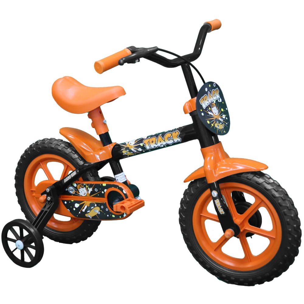 Bicicleta Infantil de Aço Preta e Laranja Aro 12 TRACK BIKES-ARCO-IRIS/PO - Imagem