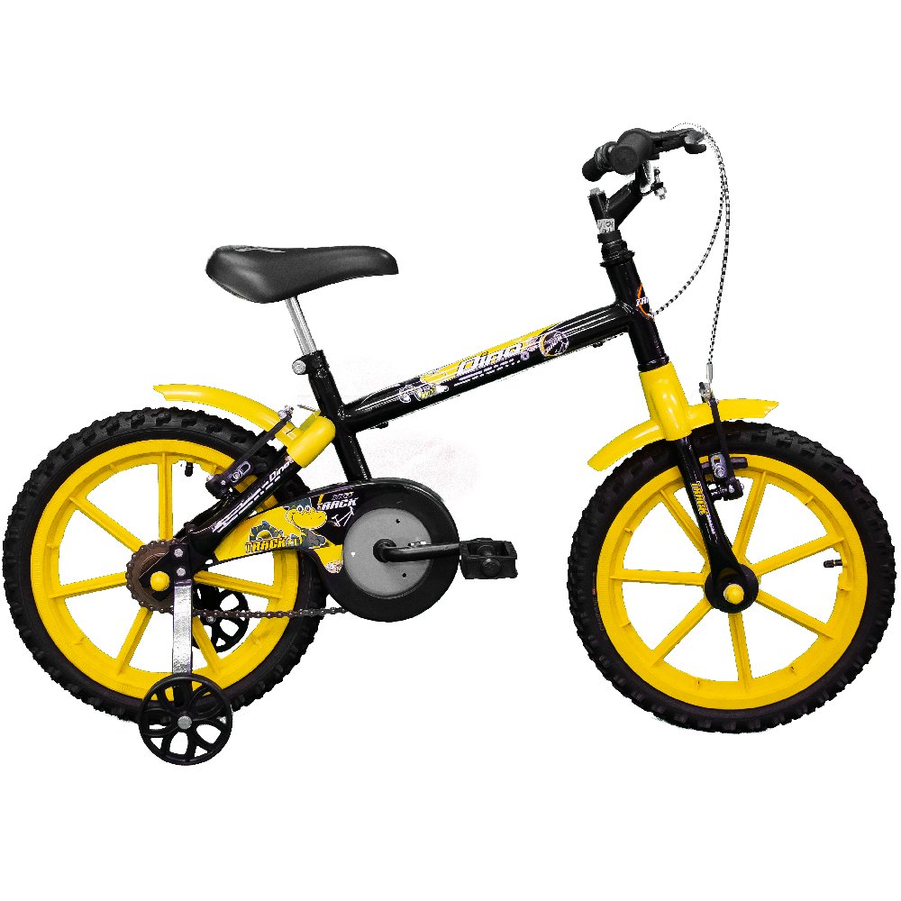 Bicicleta Infantil Masculina de Aço Preta e Amarela Aro 16  -TRACK BIKES-DINO/P