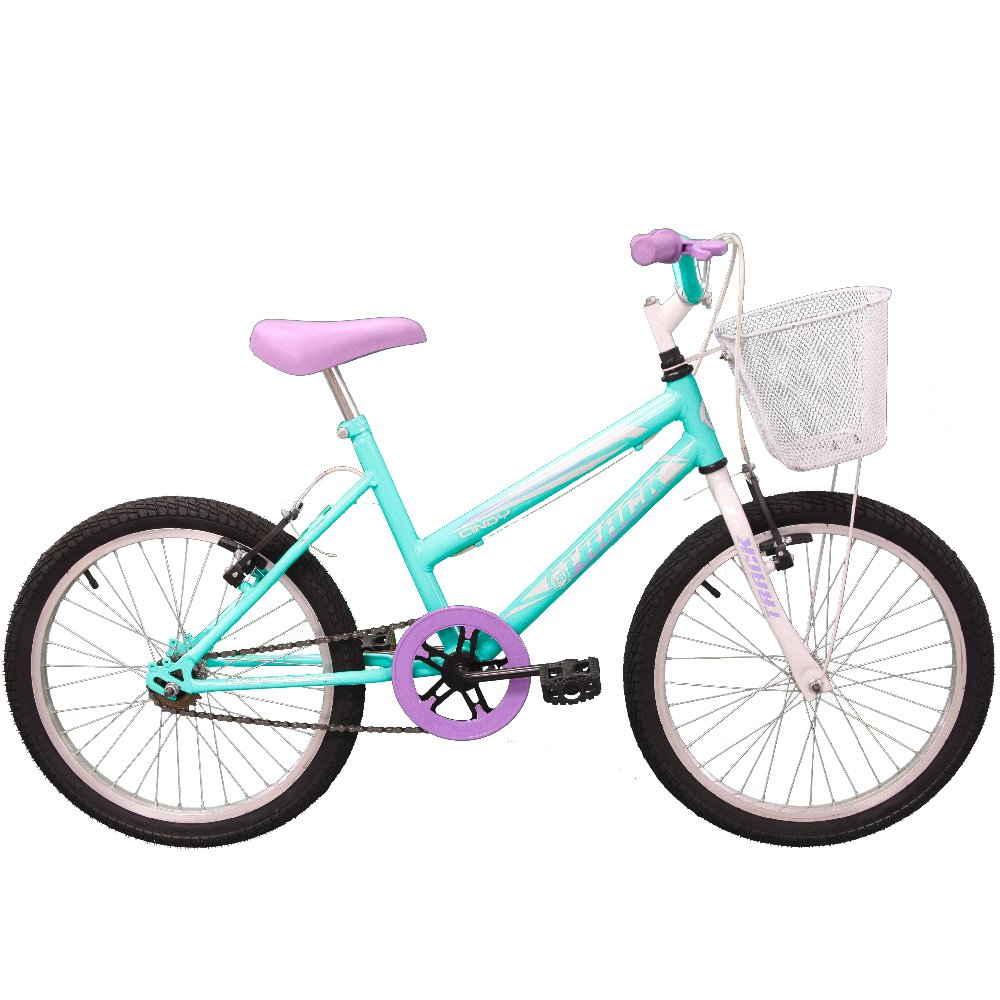 Bicicleta Infantil de Aço Azul e Branca Aro 20 com Cesta  -TRACK BIKES-CINDY/BW