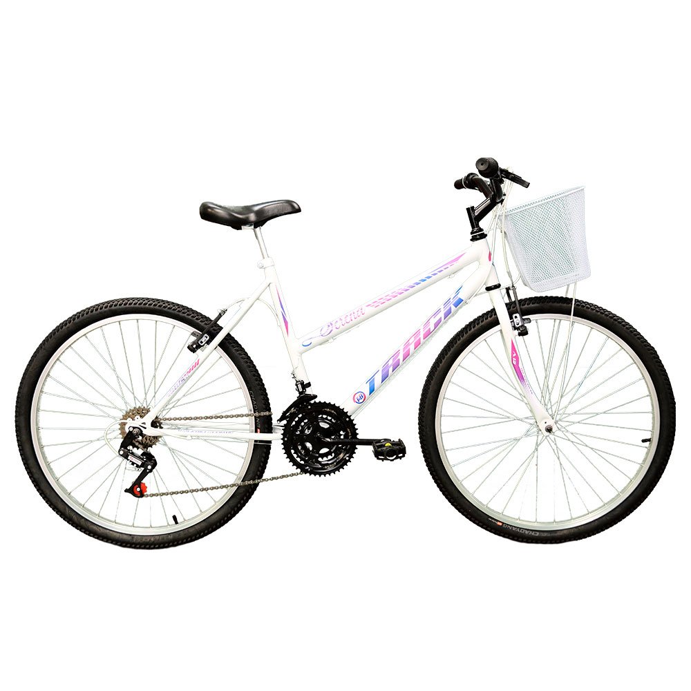 Bicicleta de Aço Branca e Rosa Aro 26 com 18 Marchas  -TRACK BIKES-SERENA/W