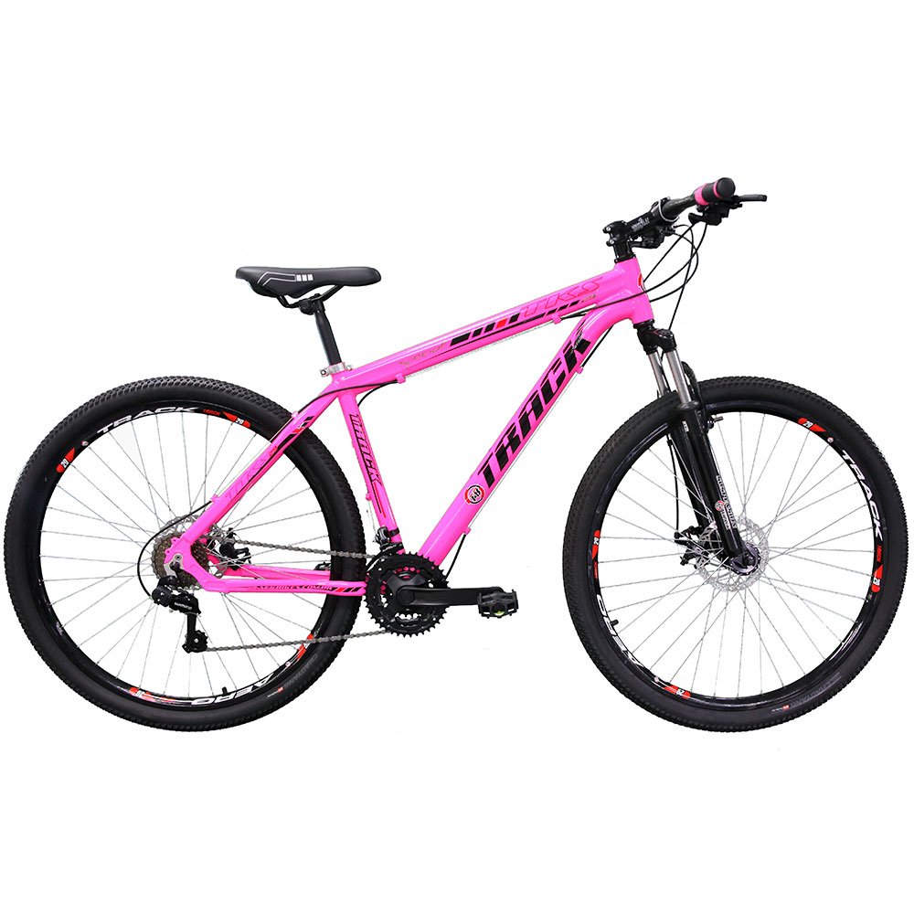 Bicicleta de Alumínio Rosa Neon Aro 29 com Suspensão Dianteira -TRACK BIKES-TKS 29/PN