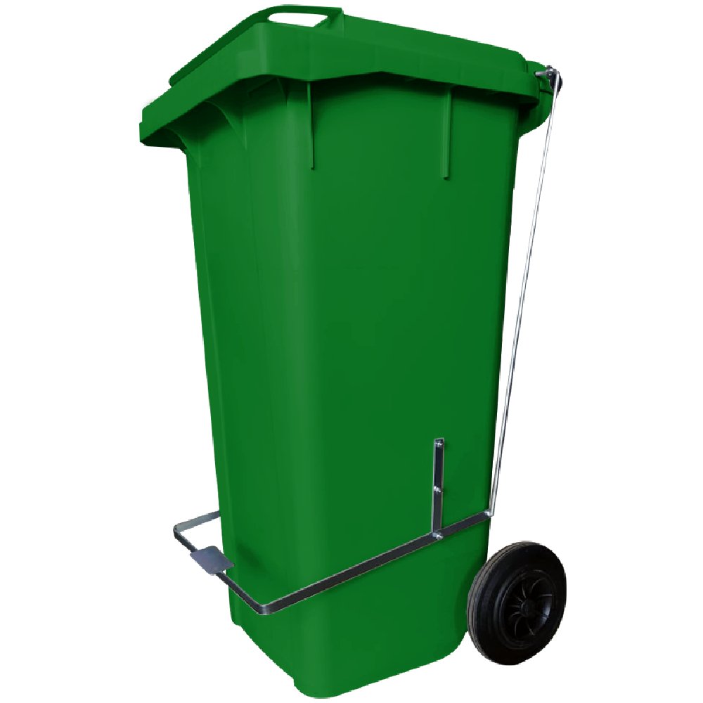 Carrinho Coletor de Lixo Verde 120L com Pedal - Imagem zoom
